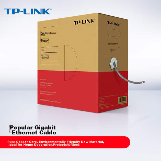 Кабель TP-LINK Cat5e Performance Gigabit Ethernet, оригінальний неекранований високошвидкісний інженерний мережевий кабель, вита пара з чистої міді, проводка для моніторингу домашньої мережі, кабель-корпус 305 метрів EC5e-305B - зображення 6