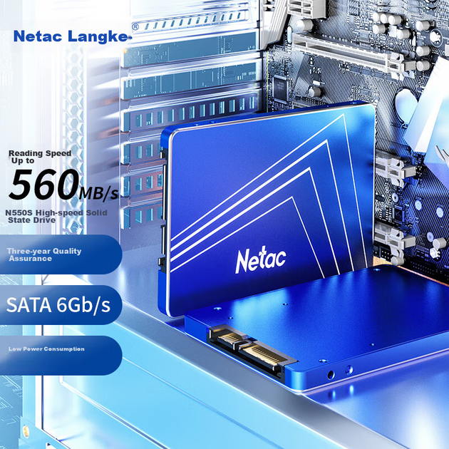 Твердотельный накопитель Netac SSD 1 ТБ, интерфейс SATA 3.0, серия N550S Ultra Light, основной компонент для модернизации компьютера. - Фото 4 Твердотельный накопитель Netac SSD 1 ТБ, интерфейс SATA 3.0, серия N550S Ultra Light, основной компонент для модернизации компьютера. - изображение 4