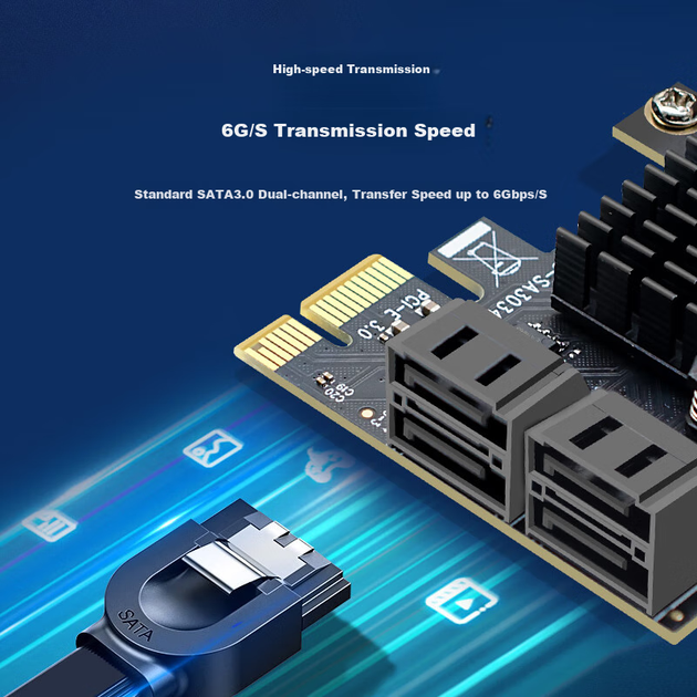 Плата расширения EB-LINK PCI-E - SATA 3.0 4 порта - изображение 3