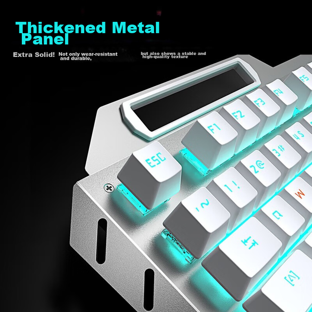 Механическая клавиатура и мышь EWEADN TK900, игровой проводной комплект для настольного компьютера, ноутбука, офиса, клавиатура, мышь, гарнитура, три предмета, функциональные ручки, 104 клавиши, синие переключатели, периферийные устройства для PUBG. - изображение 3