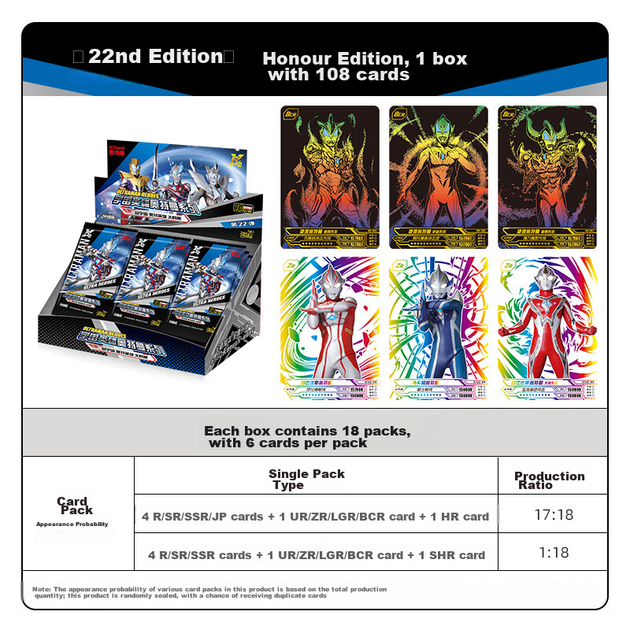 Набор карточек Kayou Ultraman Glory Edition, официальные карточки BCR, аутентичные периферийные устройства и игрушки. - зображення 2