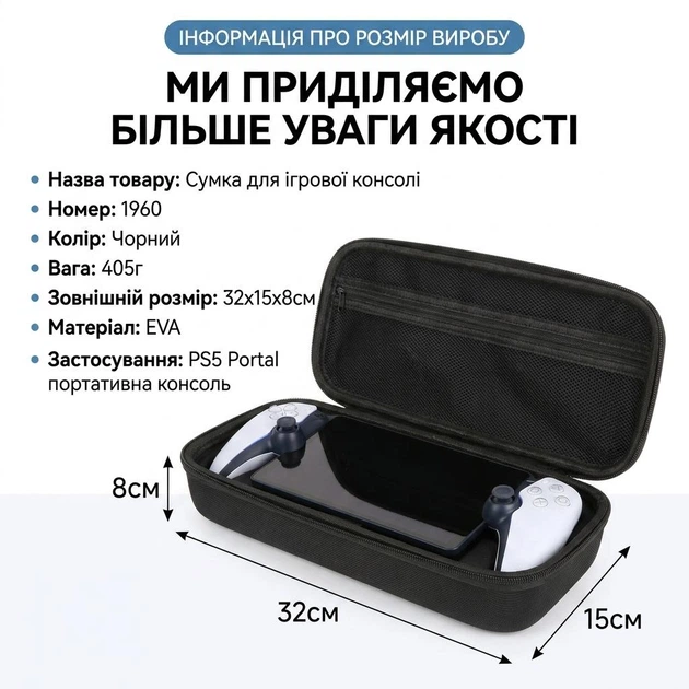 Кейс для PS5 Portal EVA защитный чехол для консоли и аксессуаров портативная сумка 32×15×8 см чёрный - Фото 6 Кейс для PS5 Portal EVA защитный чехол для консоли и аксессуаров портативная сумка 32×15×8 см чёрный - изображение 6