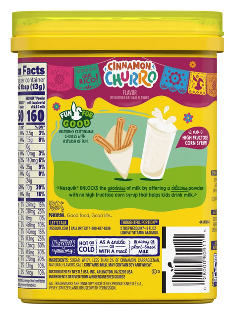 Какао Nestle Nesquik Cinnamon Churro Flavor Powder Drink Mix Чуррос с корицей 285г - изображение 2