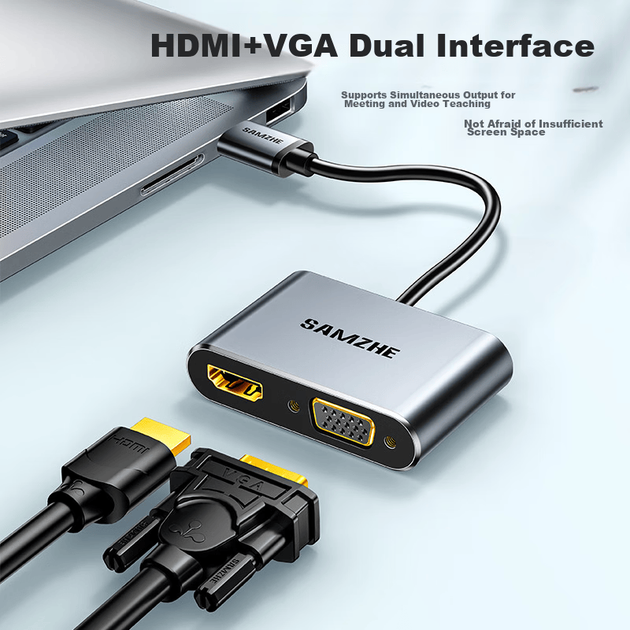 SAMZHE USB3.0 — HDMI/VGA конвертер-адаптер, док-станция расширения для ноутбуков Apple и Huawei для подключения телевизора или проектора, док-станция расширения высокой четкости UHG2021 - изображение 2