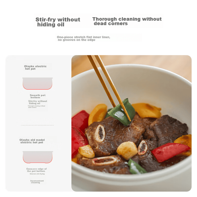 Электрическая мультиварка Olayks Instant Electric Cooking Pot, небольшая электрическая кастрюля для общежития, многофункциональная кастрюля для приготовления на пару, варки, жарки и обжаривания, 2 л. - изображение 8