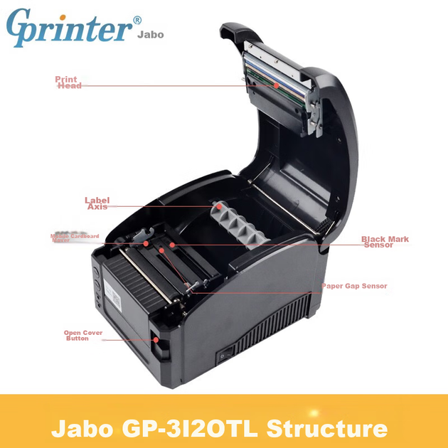Термопринтер этикеток Gprinter (Gprinter) GP-3120TL, версия для компьютера с USB-подключением, устройство для нанесения самоклеящихся этикеток на одежду, принтер штрихкодов для магазинов чая с шариками - изображение 6