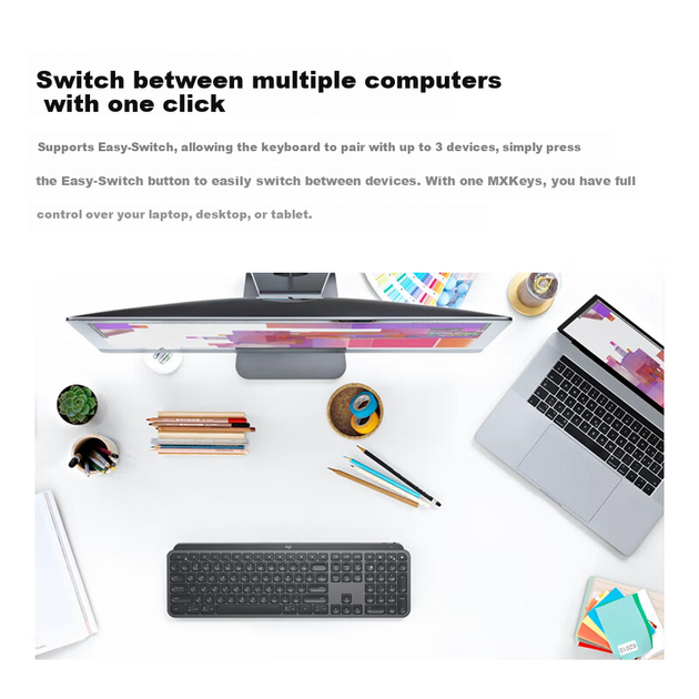 Клавіатура бездротова Logitech MX Keys для бізнесу Bluetooth/Wireless UA Graphite (920-010224) - зображення 4
