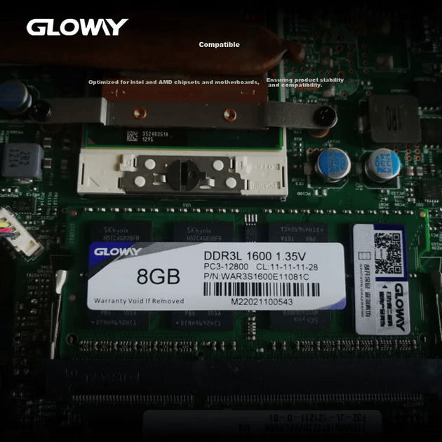 Модуль оперативной памяти Gloway 8GB DDR3L 1600 для ноутбука, Zhanjiang Piao, чипы премиум-класса, CL11, аксессуар для компьютера с поддержкой искусственного интеллекта. - изображение 2