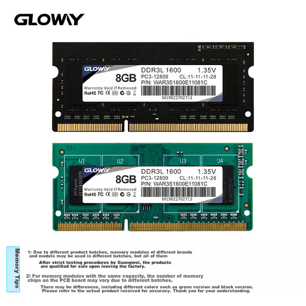Модуль оперативной памяти Gloway 8GB DDR3L 1600 для ноутбука, Zhanjiang Piao, чипы премиум-класса, CL11, аксессуар для компьютера с поддержкой искусственного интеллекта. - изображение 5