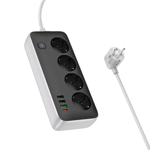 Сетевой удлинитель HOCO AC22 Sunlight 4 розетки + USB/Type-C PD30W 3M Black - изображение 3
