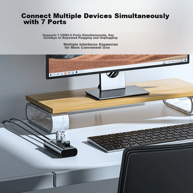 USB-концентратор SAMZHE USB 3.0, высокоскоростная док-станция расширения, концентратор для жесткого диска ноутбука, клавиатуры и мыши, 7-портовый удлинительный кабель для концентратора, 1 метр HB307 - изображение 5