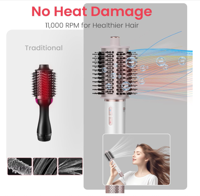 Фен-щетка 4 в 1 Hair Dryer Brush 110 000 RPM | Ионный стайлер 1400W для сушки, объема, выпрямления и завивки волос - Фото 2 Фен-щетка 4 в 1 Hair Dryer Brush 110 000 RPM | Ионный стайлер 1400W для сушки, объема, выпрямления и завивки волос - изображение 2