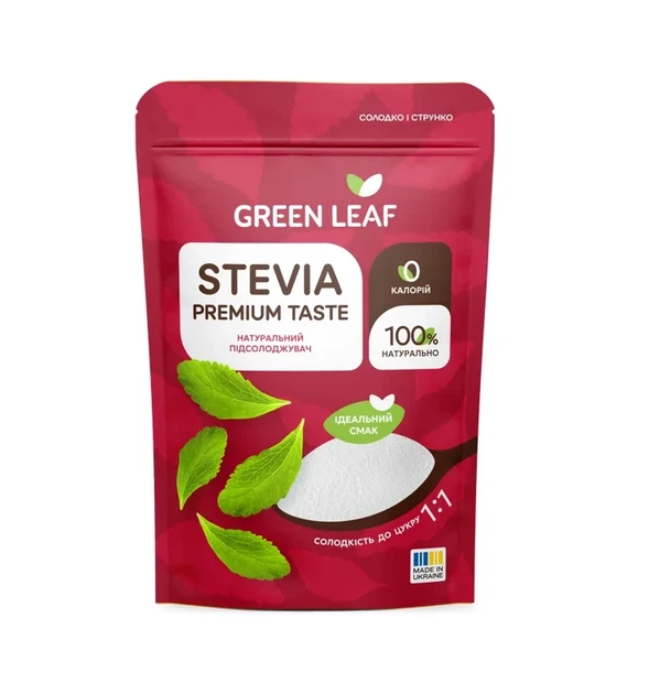 Цукрозаменитель Green Leaf Стевия Premium Taste, 250г - Фото 1 Цукрозаменитель Green Leaf Стевия Premium Taste, 250г - изображение 1
