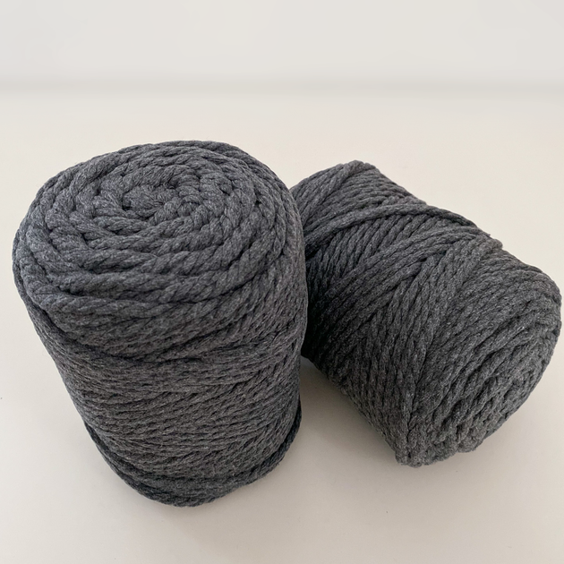 Шнур кручений для макраме YarnArt macrame rope 5мм темно-сірий 500г (№758) - изображение 2