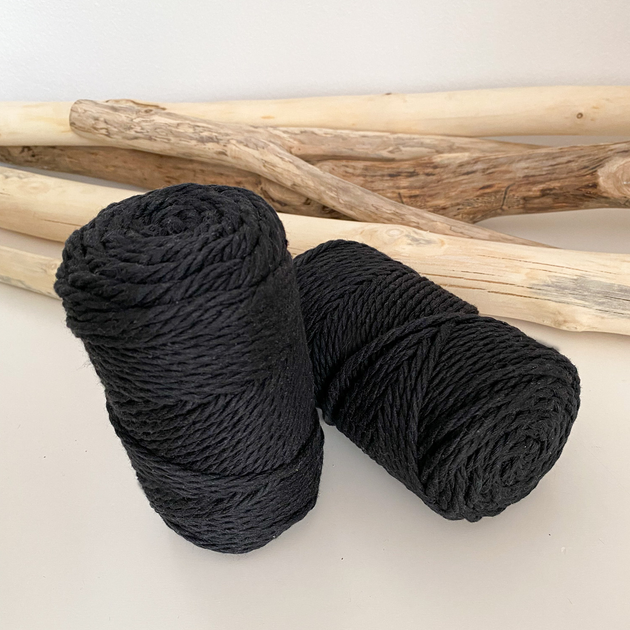 Шнур кручений YarnArt macrame rope 3мм чорний 250г (№750) - зображення 2