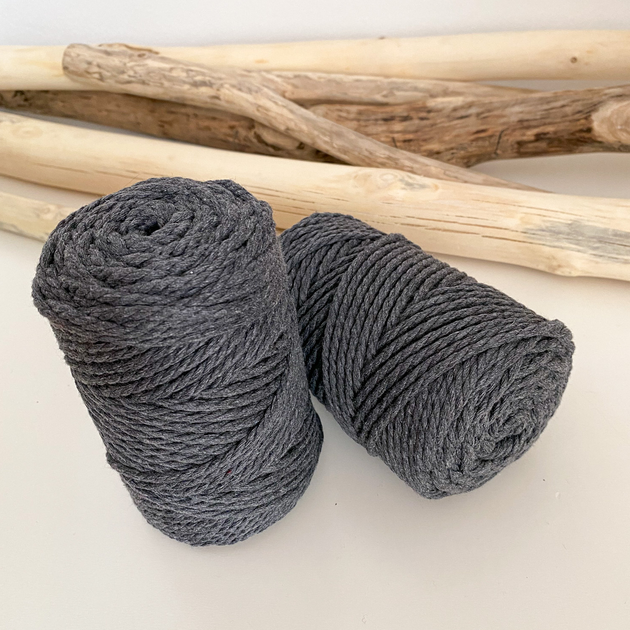 Шнур кручений YarnArt macrame rope 3мм темно-сірий 250г (№758) - Фото 2 Шнур кручений YarnArt macrame rope 3мм темно-сірий 250г (№758) - изображение 2