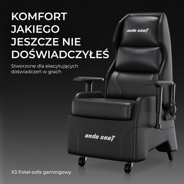 Fotel gamingowy Anda Seat X3 Gaming Sofa Black PVC (AD-W-SF03-04-B-PV) - Zdjęcie 8 Fotel gamingowy Anda Seat X3 Gaming Sofa Black PVC (AD-W-SF03-04-B-PV) - obraz 8