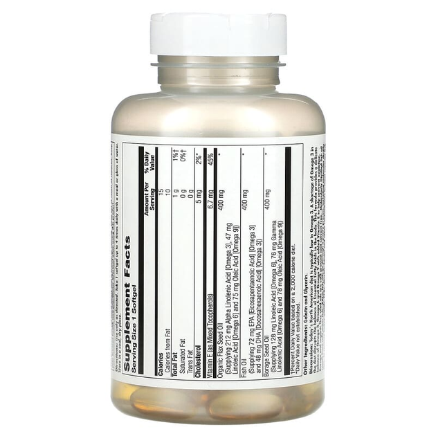 Омега 3-6-9 KAL "Ultra Omega 3-6-9" из бурачника, рыбы и льна (100 гелевых капсул) - изображение 2