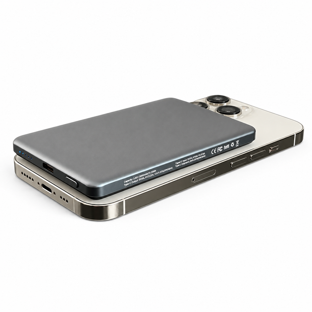 Магнітний повербанк MagSafe бездротовий powerbank портативний power bank тонкий магнітна зарядка магсейф зовнішній акумулятор максейв алюмінієвий для iPhone айфона Apple Android 5000 mAh 20W Qi2 швидка зарядка - Фото 13 Магнітний повербанк MagSafe бездротовий powerbank портативний power bank тонкий магнітна зарядка магсейф зовнішній акумулятор максейв алюмінієвий для iPhone айфона Apple Android 5000 mAh 20W Qi2 швидка зарядка - зображення 13