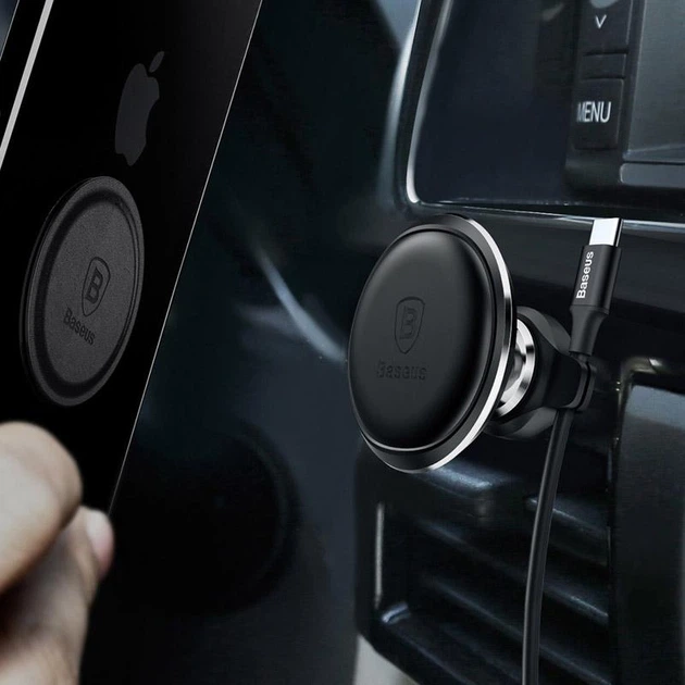 Автотримач магнітний Baseus Magnetic Air Vent OS with cable clip (C40141201113-00) Black - Фото 4 Автотримач магнітний Baseus Magnetic Air Vent OS with cable clip (C40141201113-00) Black - изображение 4