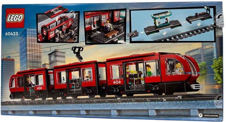 Zestaw klocków LEGO City Tramwaj miejski ze stacją 811 elementów (60423) (955555914698798) - Outlet - obraz 3