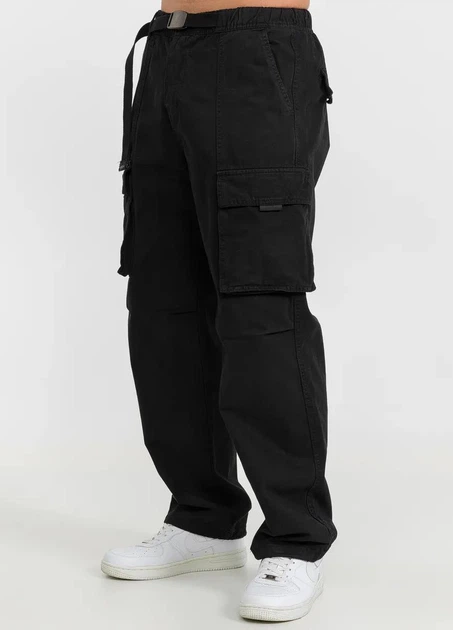 Штаны Карго Baggy с ремнем в поясе черные XL-2XL - Фото 4 Штаны Карго Baggy с ремнем в поясе черные XL-2XL - изображение 4
