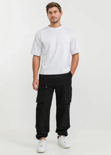 Штаны Карго Baggy с ремнем в поясе черные XL-2XL - Фото 7 Штаны Карго Baggy с ремнем в поясе черные XL-2XL - изображение 7