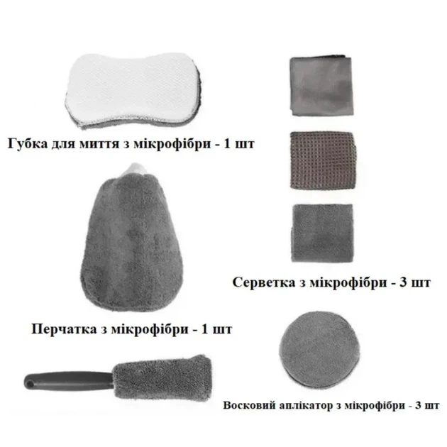 Набір мікрофібри для догляду за авто 9in1 - зображення 2