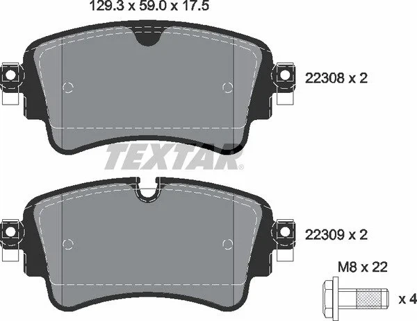 Колодки гальмові TEXTAR 2230801 Audi A4, A6, Q7, A8, Q5, Allroad 8W0698451Q, 8W0698451P, 8W0698451L - зображення 2