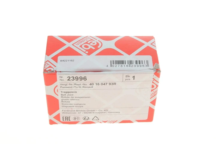 Передній кульовий шарнір FEBI 23996 Dacia Logan; Renault Scenic, Megane, Clio, Logan, Sandero, Grand Scenic 6040096057, 401504793R, 8200298455S - Фото 3 Передній кульовий шарнір FEBI 23996 Dacia Logan; Renault Scenic, Megane, Clio, Logan, Sandero, Grand Scenic 6040096057, 401504793R, 8200298455S - изображение 3