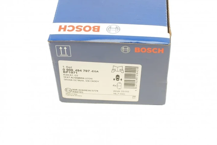 Комплект гальмівних колодок BOSCH 0986494797 Audi A1; Skoda Octavia; Volkswagen Caddy, Sharan; Seat Leon 5Q0698451F, 5Q0698451B, 7N0698451A - изображение 6