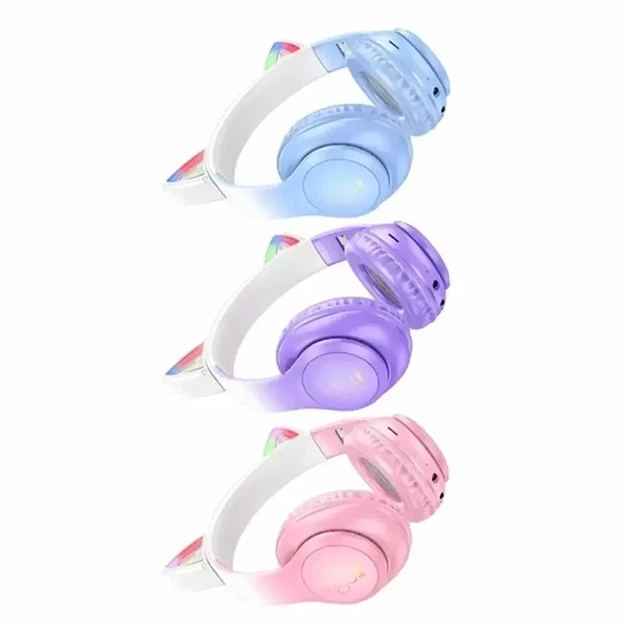 Бездротові навушники Bluetooth W42 Cat Ear фіолетові з мікрофоном 12 годин роботи 40 мм динаміки - Фото 2 Бездротові навушники Bluetooth W42 Cat Ear фіолетові з мікрофоном 12 годин роботи 40 мм динаміки - зображення 2