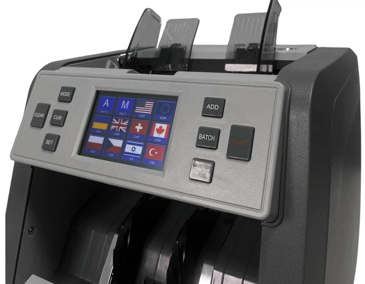 Мультивалютная счётная машинка COUNTER PRO EC900, с проверкой подлинности денег, с автоматическим стартом подсчёта, с сортировкой номинала, Профессиональный - изображение 3