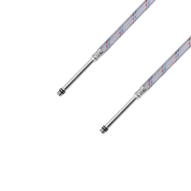 Гнучка підводка для змішувача 80 см Kroner 1/2" × М10 (довгий штуцер 85 мм), нержавіюче обплетення, нейлонове покриття (пара) - зображення 3