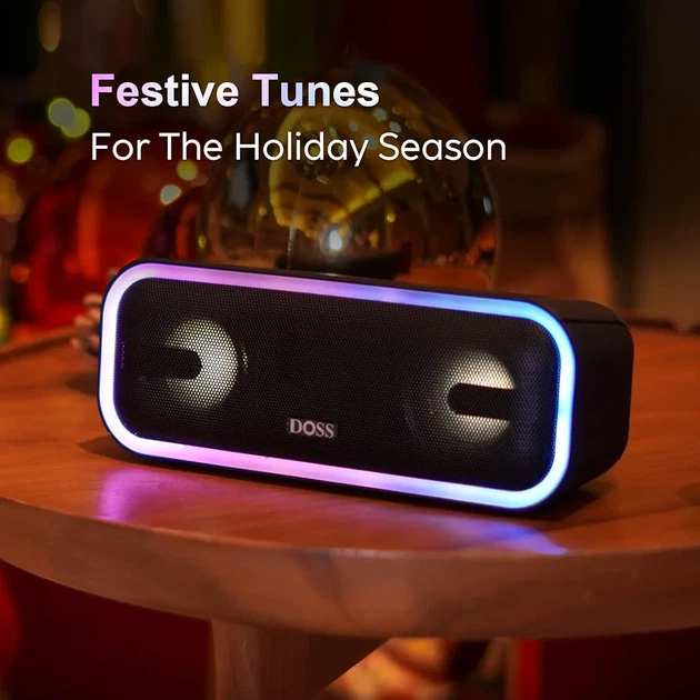 Бездротова колонка DOSS SoundBox Pro+ Bluetooth, 24 Вт стерео, потужний бас, IPX6, 15 годин, світлові ефекти - зображення 6