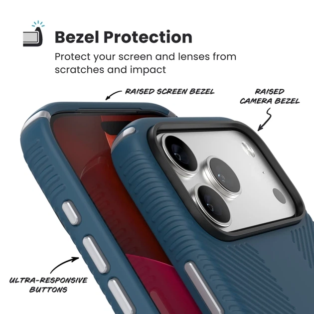 Чехол Speck Presidio2 Grip для iPhone 17 Pro Max Deep Sea/Silver Metallic with MagSafe (150985-3261) - Фото 4 Чехол Speck Presidio2 Grip для iPhone 17 Pro Max Deep Sea/Silver Metallic with MagSafe (150985-3261) - изображение 4