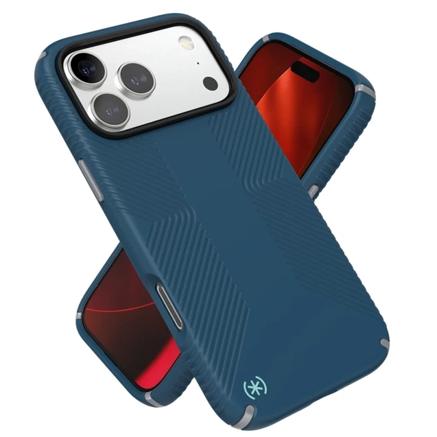 Чехол Speck Presidio2 Grip для iPhone 17 Pro Max Deep Sea/Silver Metallic with MagSafe (150985-3261) - Фото 10 Чехол Speck Presidio2 Grip для iPhone 17 Pro Max Deep Sea/Silver Metallic with MagSafe (150985-3261) - изображение 10