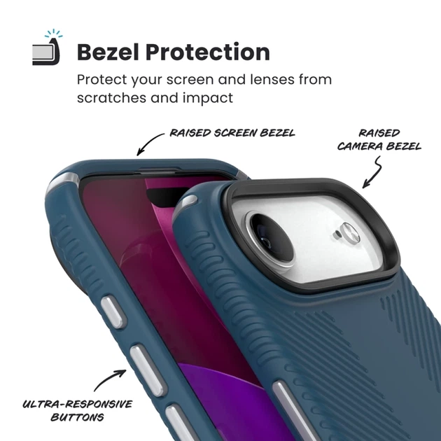Чехол Speck Presidio2 Grip ClickLock для iPhone 17 Air Deep Sea / Silver Metallic / Spell Blue with MagSafe (150968-3261) - Фото 4 Чехол Speck Presidio2 Grip ClickLock для iPhone 17 Air Deep Sea / Silver Metallic / Spell Blue with MagSafe (150968-3261) - изображение 4