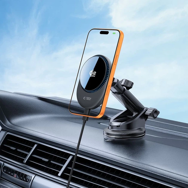 Автодержатель Tech-Protect V21 Magnetic с беспроводной зарядкой 25W Qi2.2 Black with MagSafe (5906302392902) - Фото 9 Автодержатель Tech-Protect V21 Magnetic с беспроводной зарядкой 25W Qi2.2 Black with MagSafe (5906302392902) - изображение 9