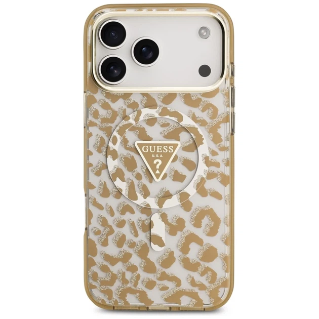 Чохол Guess Leopard Glitter для iPhone 17 Pro Max Brown with MagSafe (GUHMP17XHLEGTGLW) - зображення 3