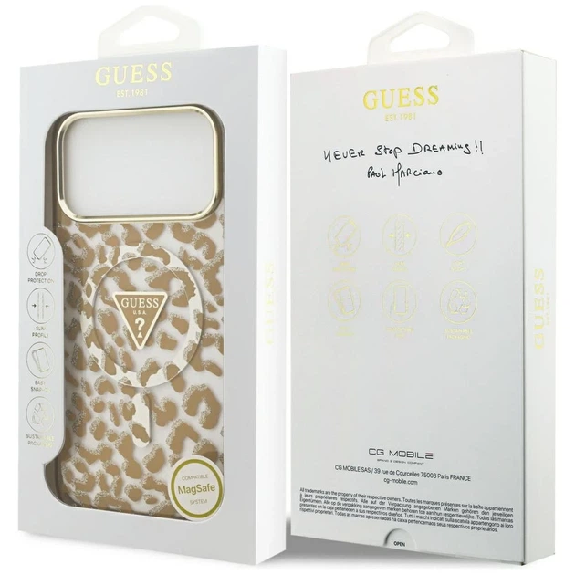 Чохол Guess Leopard Glitter для iPhone 17 Pro Max Brown with MagSafe (GUHMP17XHLEGTGLW) - зображення 8