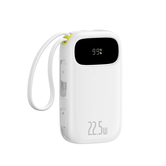 Powerbank Baseus EnerFill FC31 20000mAh 22.5W з дисплеєм з 2 вбудованими кабелями білий (6932172691202) - Фото 1 Powerbank Baseus EnerFill FC31 20000mAh 22.5W з дисплеєм з 2 вбудованими кабелями білий (6932172691202) - зображення 1