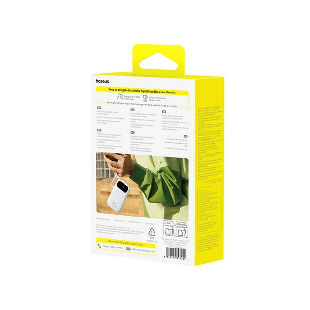 Powerbank Baseus EnerFill FC31 20000mAh 22.5W з дисплеєм з 2 вбудованими кабелями білий (6932172691202) - Фото 7 Powerbank Baseus EnerFill FC31 20000mAh 22.5W з дисплеєм з 2 вбудованими кабелями білий (6932172691202) - зображення 7
