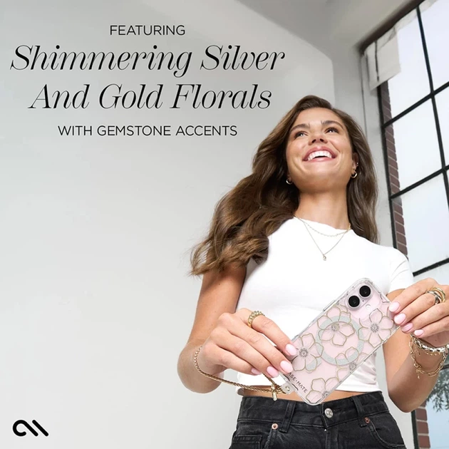 Чехол Case-Mate Floral Gems для iPhone 16 Plus Gold with MagSafe (CM054374) - изображение 12
