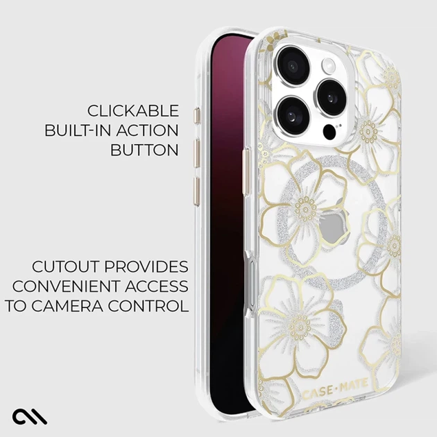 Чехол Case-Mate Floral Gems для iPhone 16 Pro Gold with MagSafe (CM054416) - изображение 13