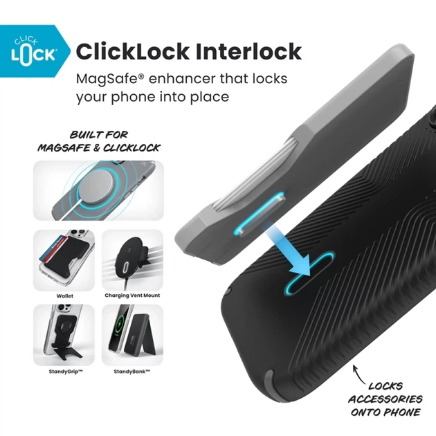 Чехол Speck Presidio2 Grip ClickLock для iPhone 17 Black / Slate Grey / White with MagSafe (150959-D143) - изображение 2