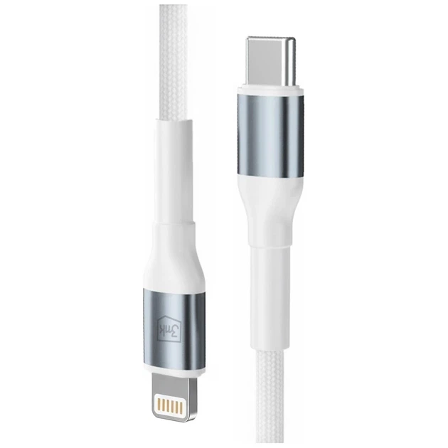 Кабель 3mk Hyper Cable N-Series USB-C to Lightning 1m 9V/3A 27W White (5903108758246) - Фото 2 Кабель 3mk Hyper Cable N-Series USB-C to Lightning 1m 9V/3A 27W White (5903108758246) - изображение 2