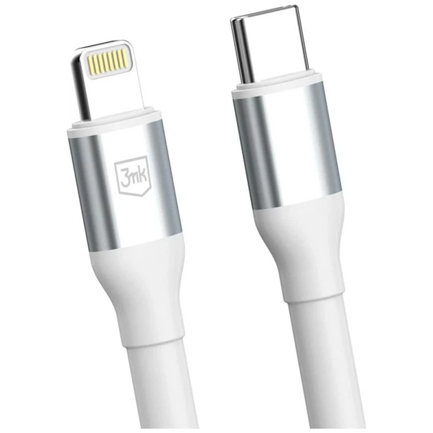 Кабель 3mk Hyper Cable N-Series USB-C to Lightning 3m PD 3.0 9V/3A 27W White (5903108739245) - Фото 3 Кабель 3mk Hyper Cable N-Series USB-C to Lightning 3m PD 3.0 9V/3A 27W White (5903108739245) - зображення 3