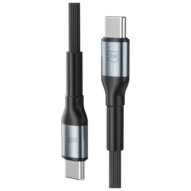 Кабель 3MK Hyper Cable N-SERIES USB-C to USB-C 2m 48V/5A 240W Black (5903108680233) - Фото 2 Кабель 3MK Hyper Cable N-SERIES USB-C to USB-C 2m 48V/5A 240W Black (5903108680233) - изображение 2