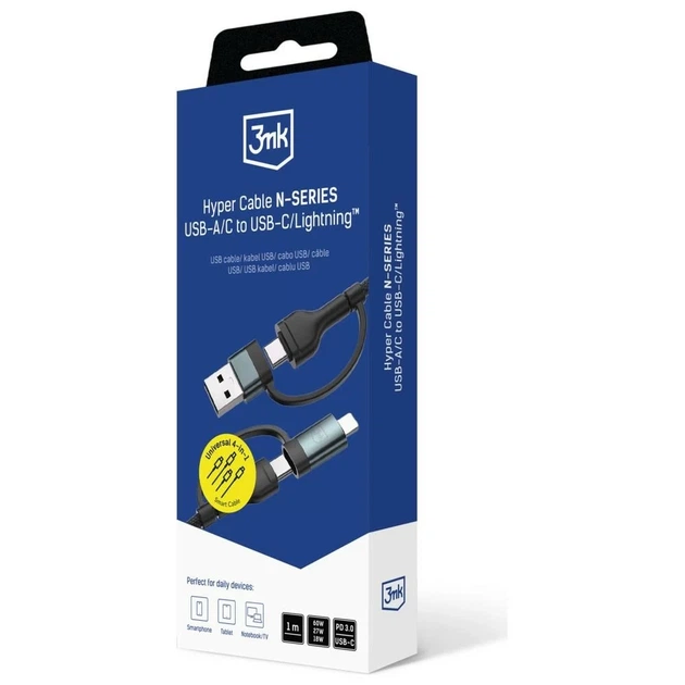 Кабель 3mk Hyper Cable N-Series USB-A/USB-C to USB-C/Lightning 1.2m (5903108680363) - изображение 8